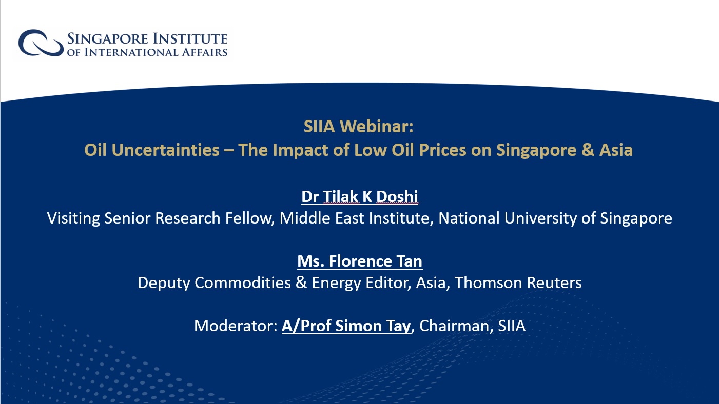 Oil Uncertainties: The impact of low oil prices on Singapore and Asia